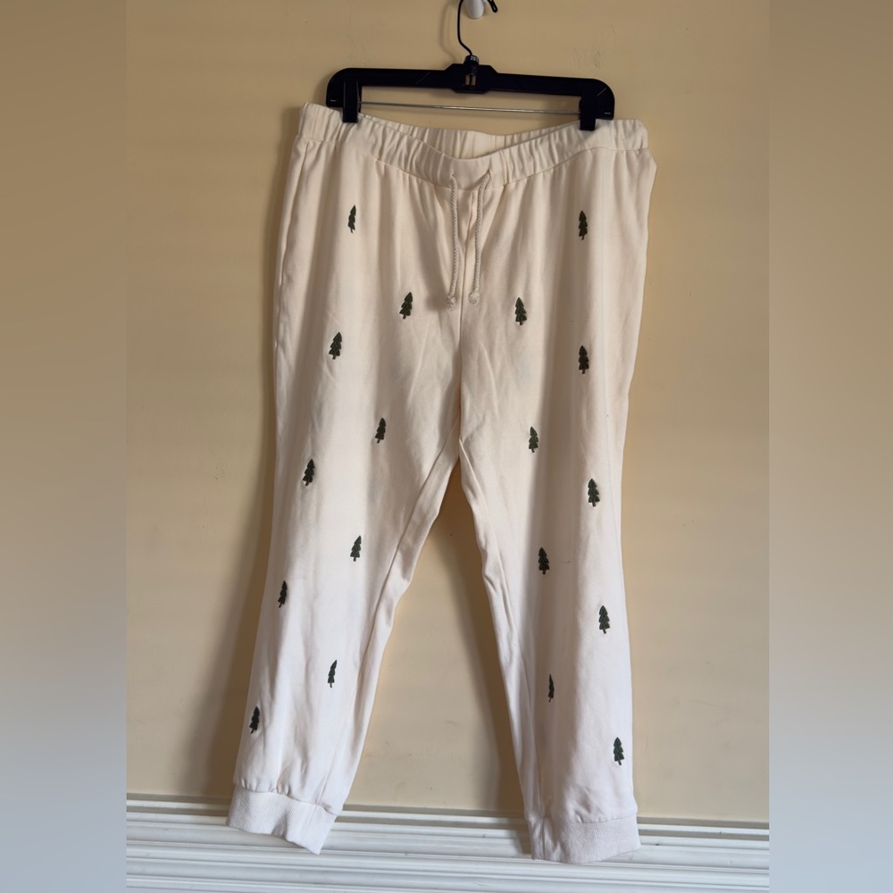 Roolee‎ Fort Collins Tree Jogger Pants Cream White Sz XL